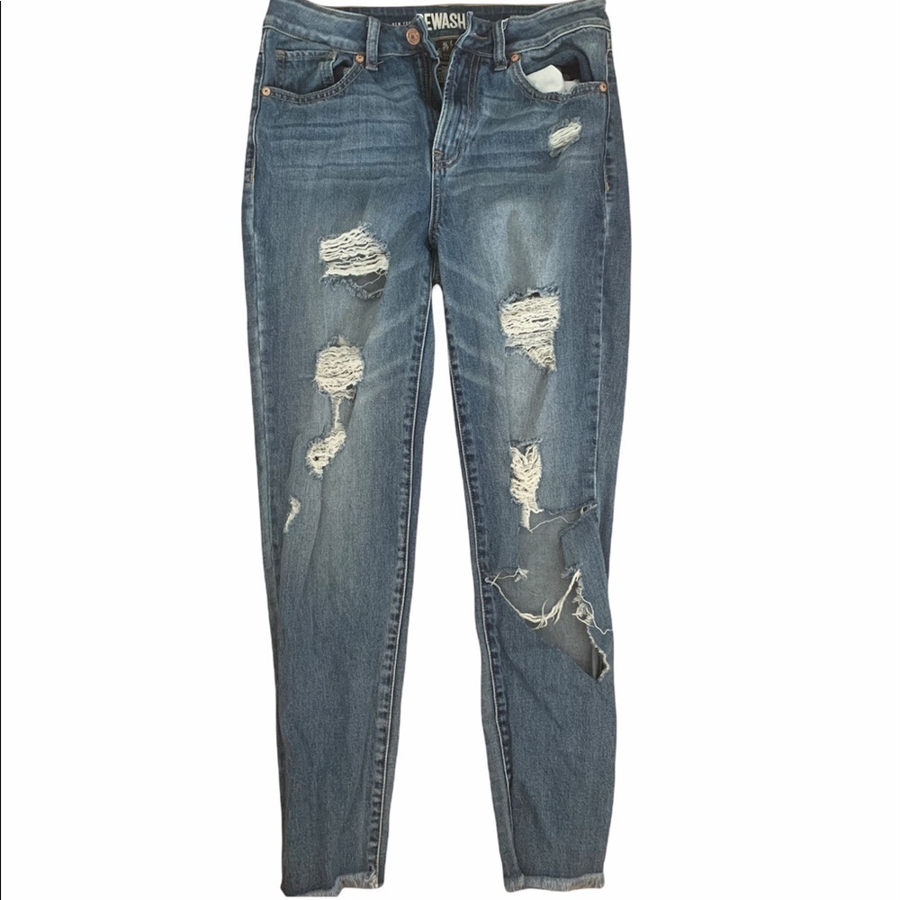 New York Rewash Denim Distressed Jeans